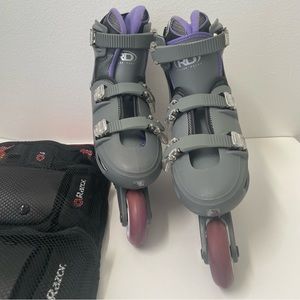 Roller Derby V-Tech 500 Inline Skates with Adjustable Size 6-9 & protective pads